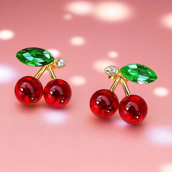 🆕️Cute Cherry Stud Earrings ✨Dainty & Minimalist | 925 Sterling Silver Posts 🍒 - Picture 6 of 11